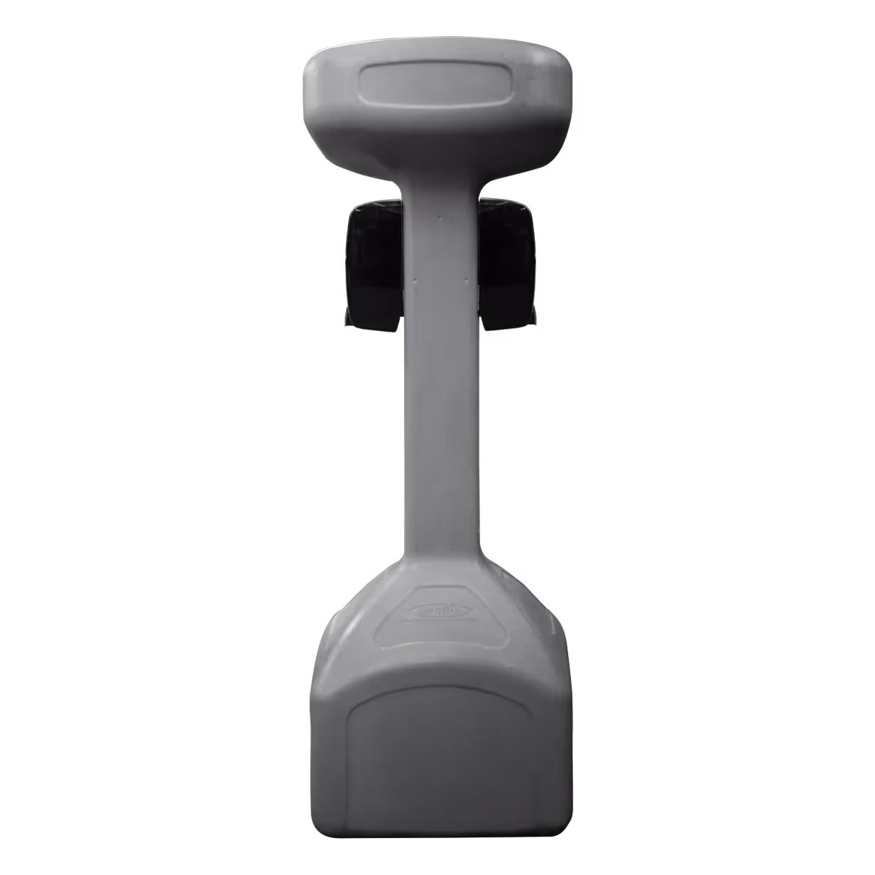 A vertical gray HandiStand with a flat base and round top, designed for holding items.