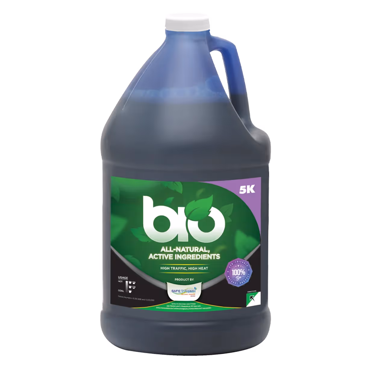 Large container of Bio all-natural active ingredients for high traffic and high heat usage.