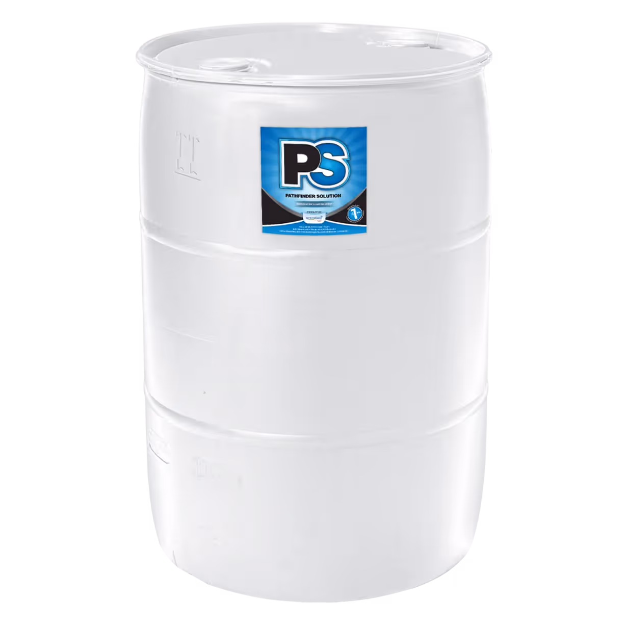 White barrel with a blue label featuring the text "PS" and "Pathfinder Solution."