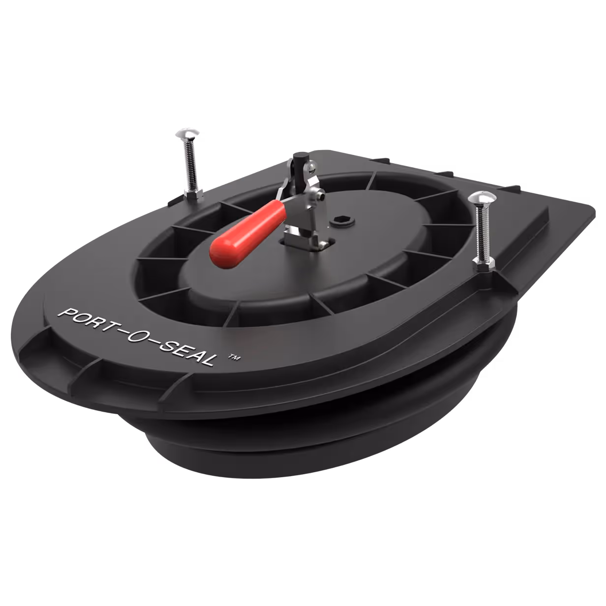 Port-O-Seal device with a black body, red handle, and adjustable screws for sealing applications.
