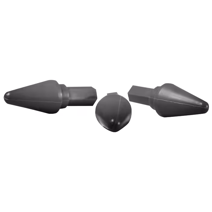 Three black plastic screw anchors shown from different angles on a white background.