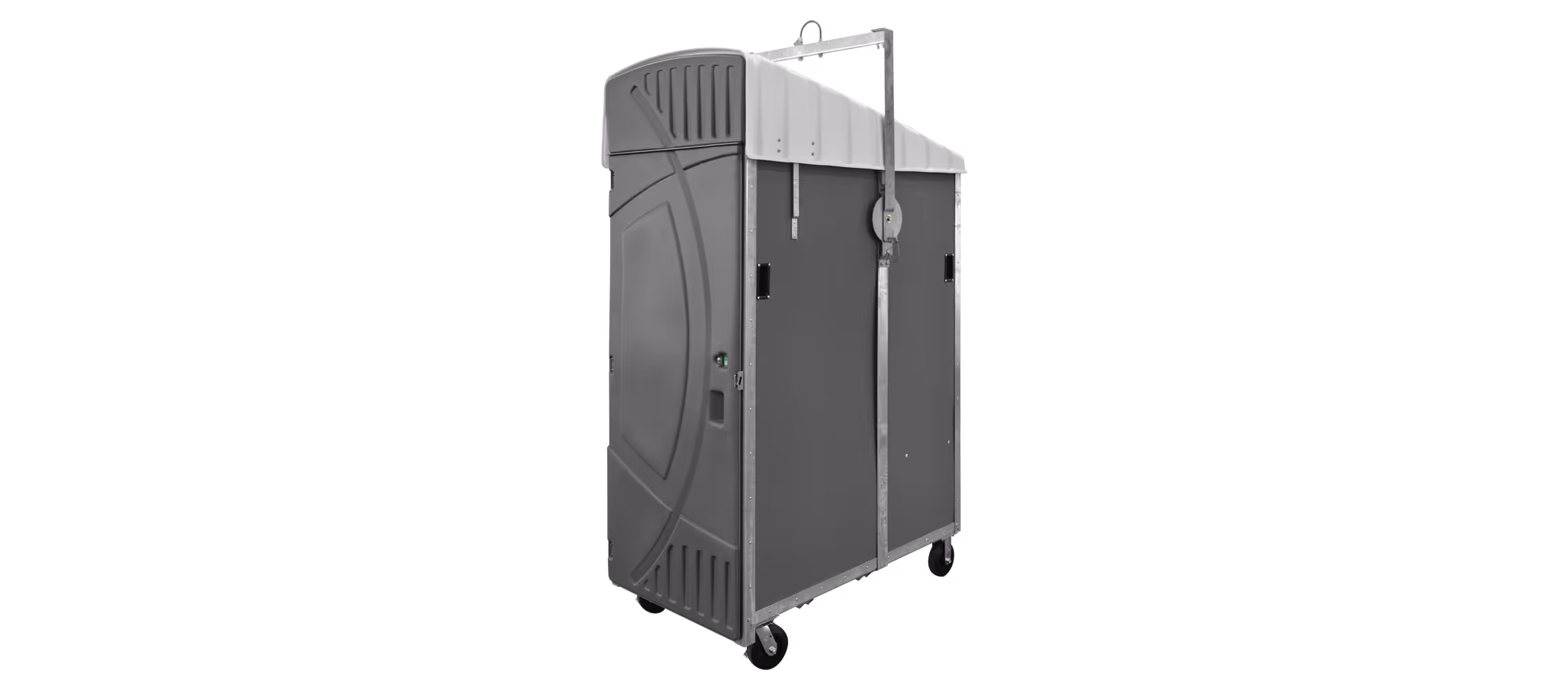 Highrise Lift Kit featuring a portable, wheeled enclosure with a door and a hanging mechanism.