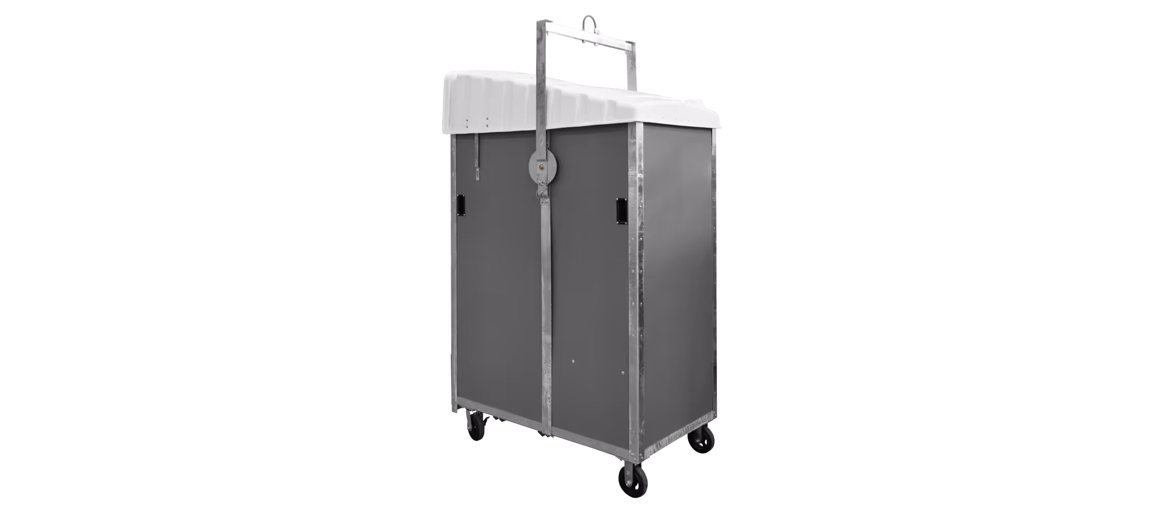 Gray high-rise lift kit cart with a white top and wheels for easy mobility.