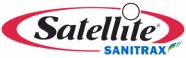 Satellite Sanitrax brand logo with oval red swoosh and a dot over the 'i'.