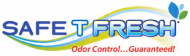 SAFE T FRESH logo with blue and green text and a leaf design next to it.