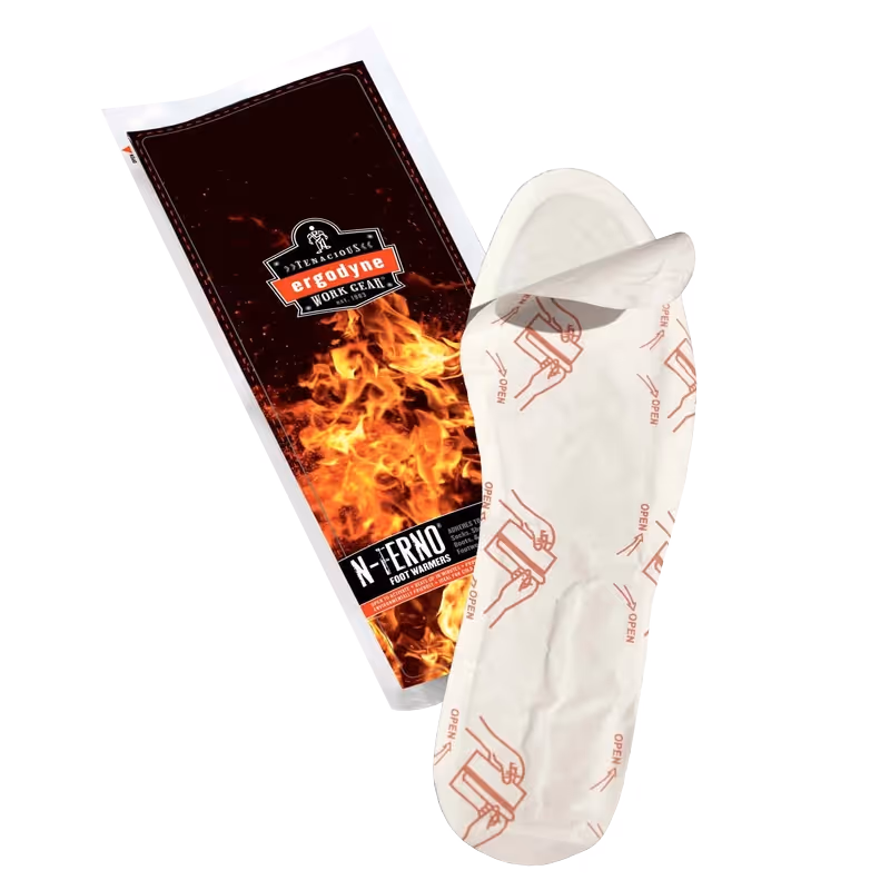 A N-FERNO insole with a flame design, packaged in a fiery themed wrapper.