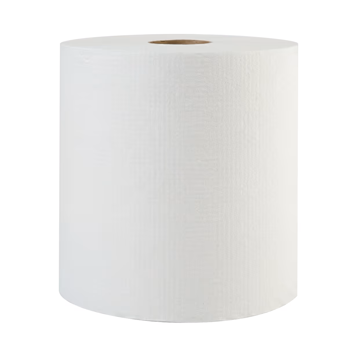 Single roll of white 1-ply bathroom tissue with a textured surface.