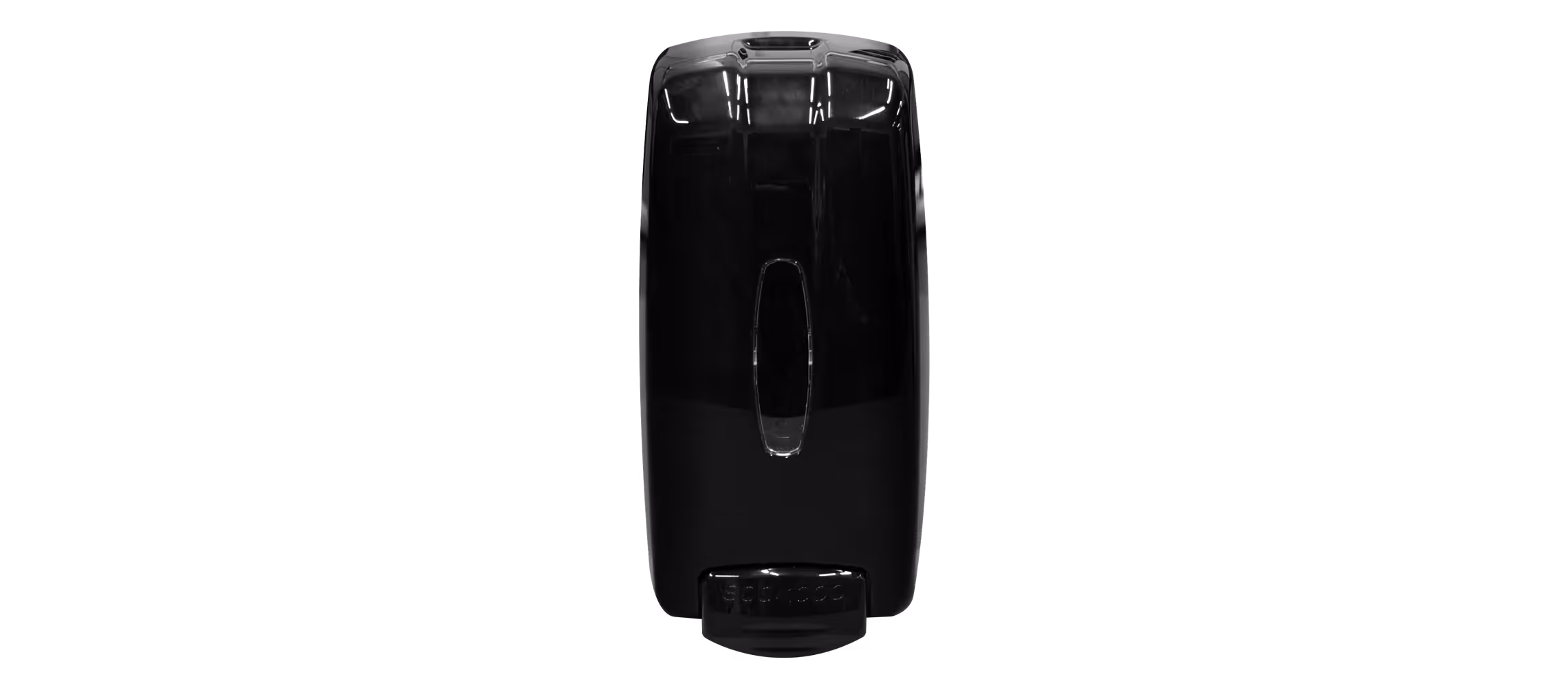 Black universal dispenser with a sleek design and a central dispensing opening.