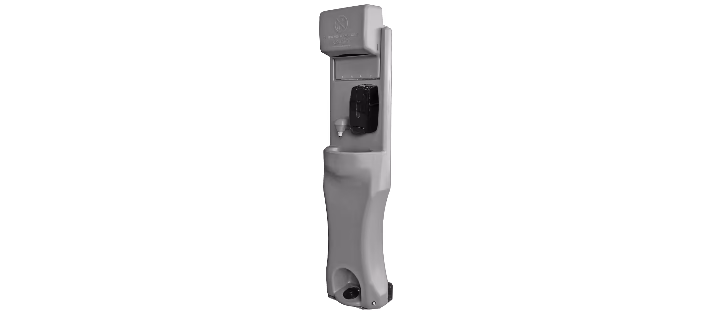 AgWash handwashing station with a gray finish and built-in soap dispenser.