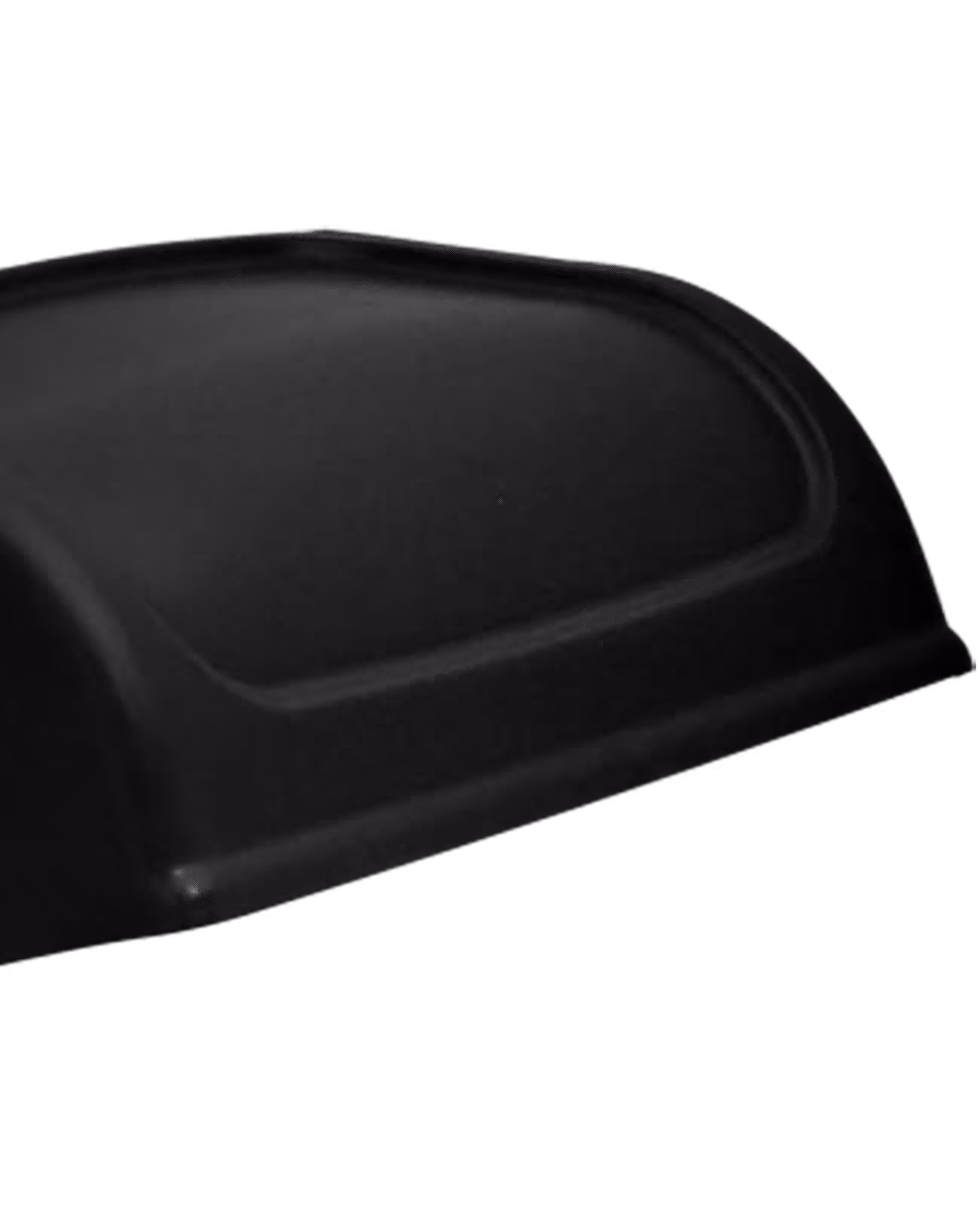 Black rectangular plastic tray or container lid with rounded edges.