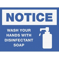 Sign- Wash hands with disinfec