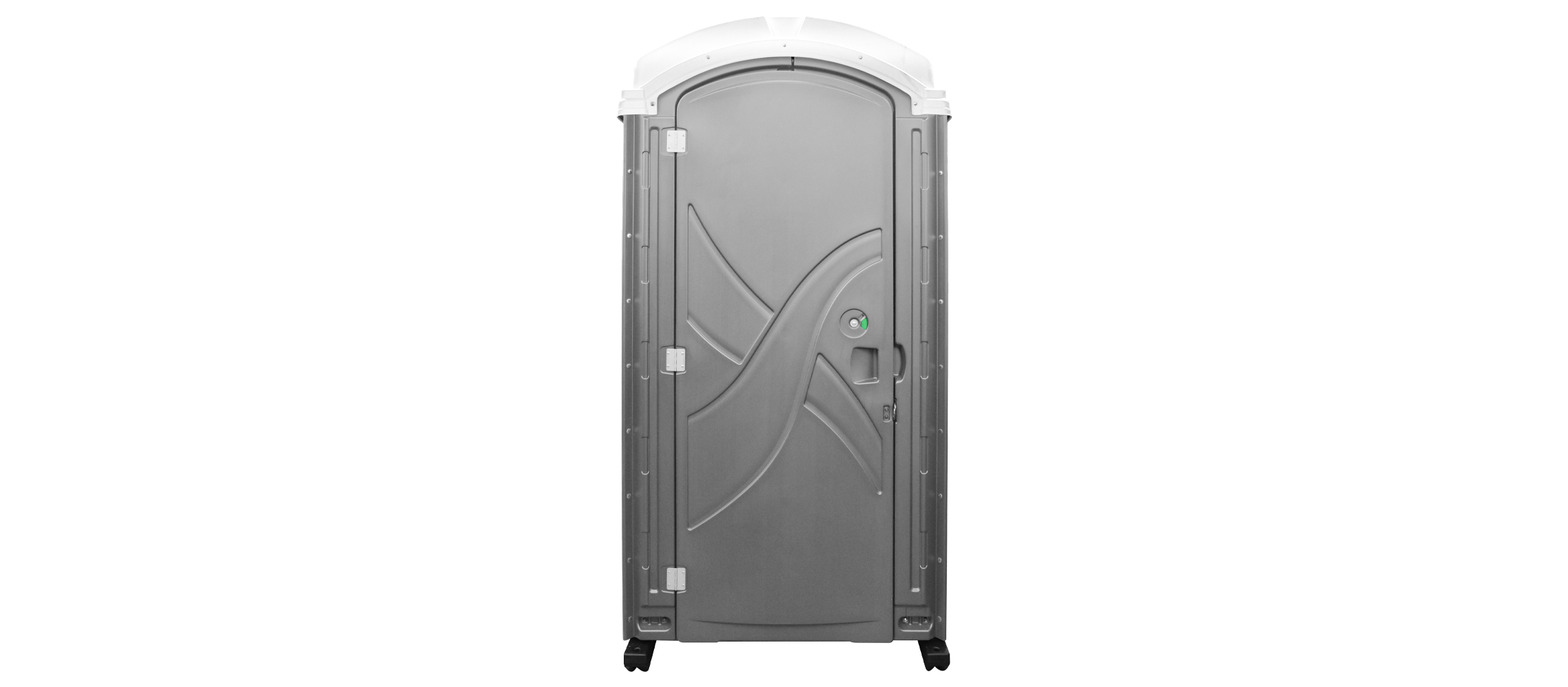 Portable gray shower unit with a white top and door, designed for mobile use.