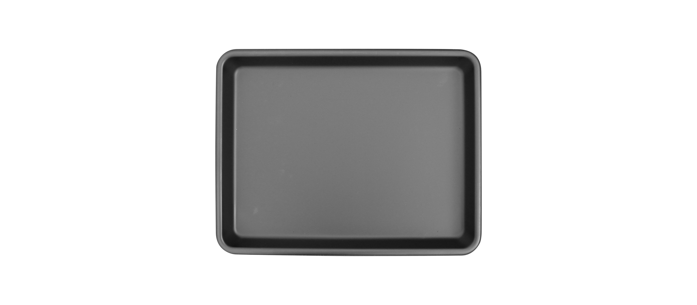 Black rectangular containment tray with a smooth surface and slightly raised edges.