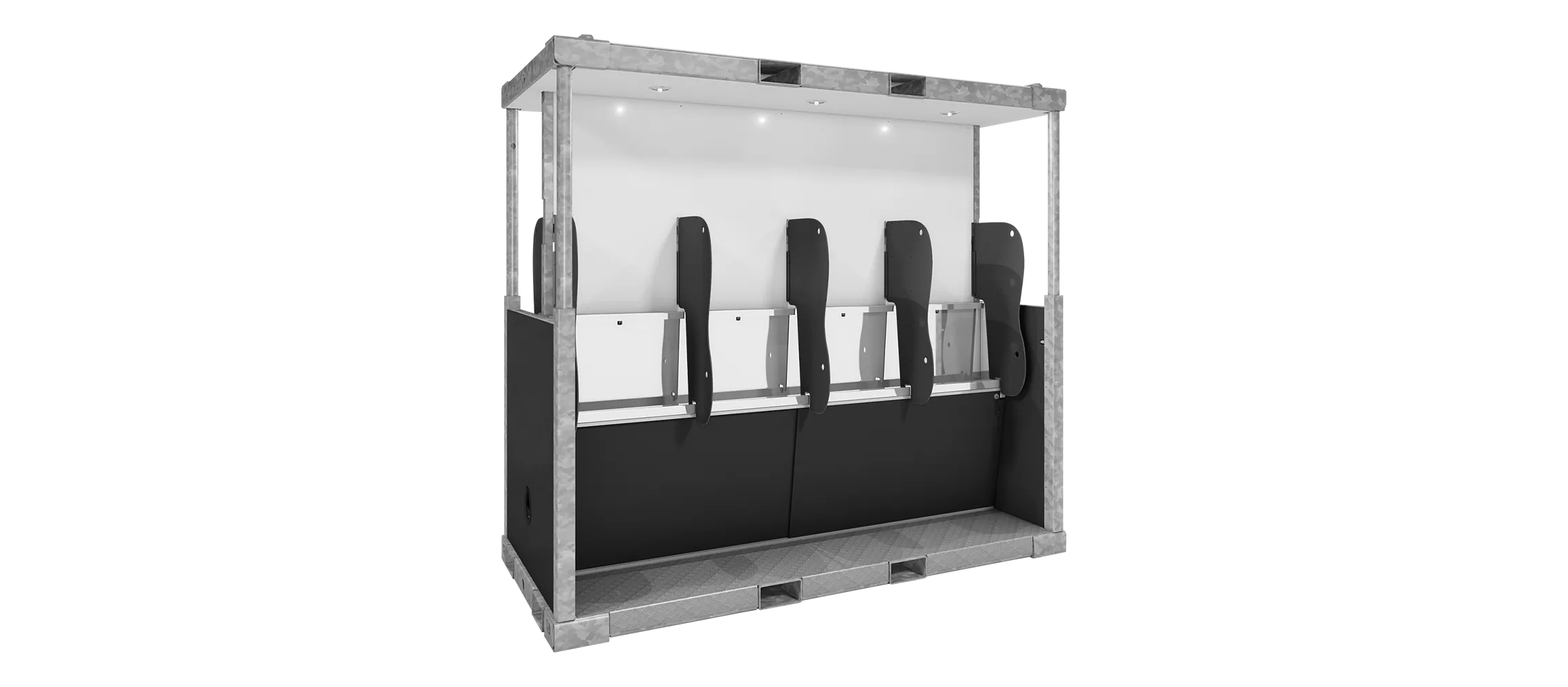 Sanitrax Urinal Module with four urinals, enclosed in a durable, modular structure.